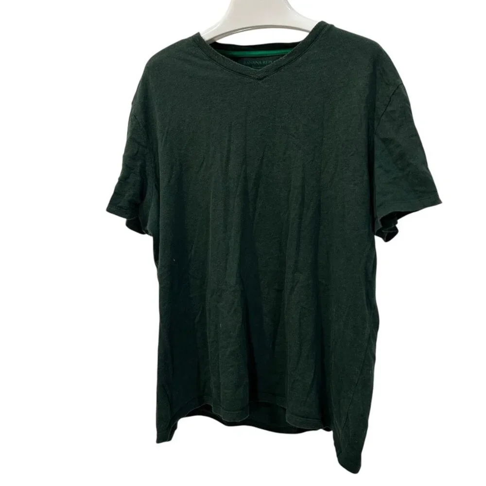 banana republic forest green fitted cotton v-neck t-shirt top shirt XL